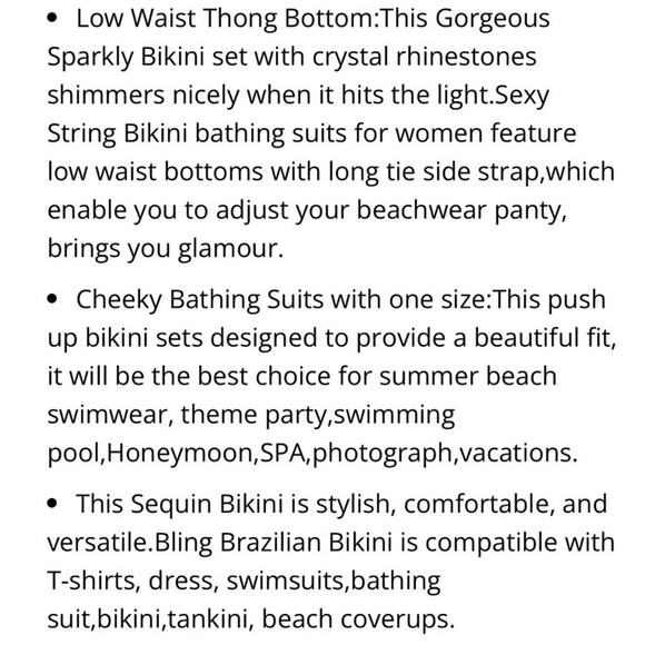 Oneheekini Cheeky Bikini String Swimsuits with Rhinestones, One Size, Black - Picture 12 of 16